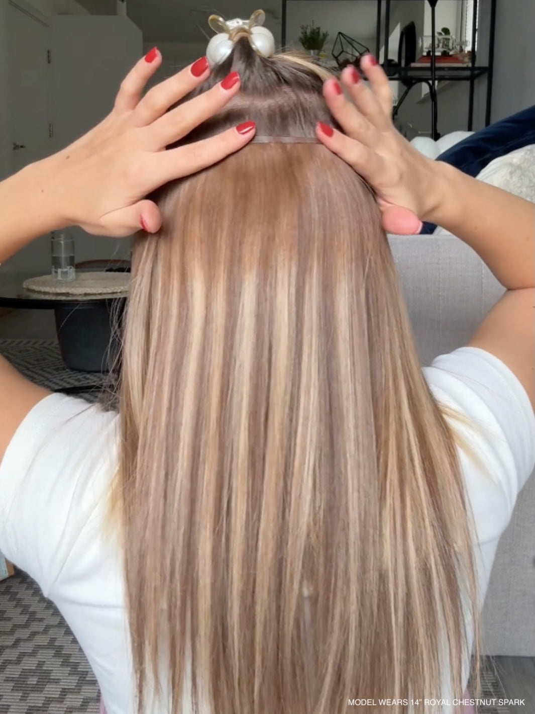 Phoenix Crownet - Chestnut Spark 16" Luxury Clip In Virgin Human Hair Extensions, 50g